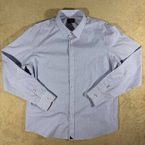 UNTUCKit Wrinkle-Free Bordeaux Shirt Blue & White Stripe X-Large Sim Fit‎